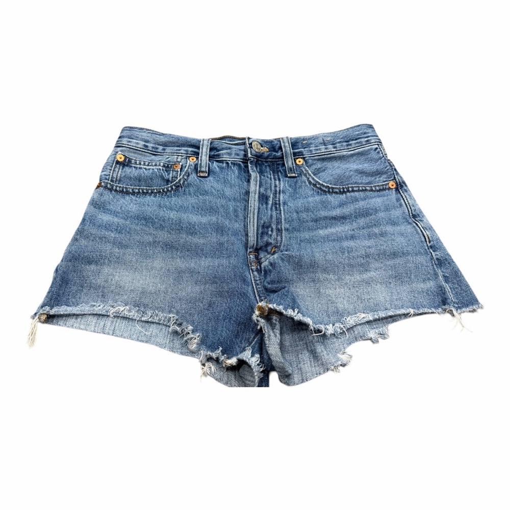 Madewell Women's High Rise Blue Denim Frayed Hem Jean Shorts, Size 24, Cut Offs